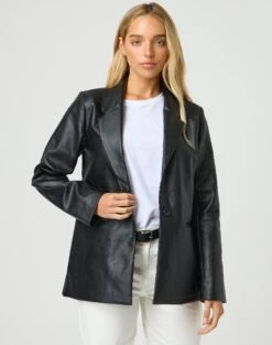 Faux Leather Blazer