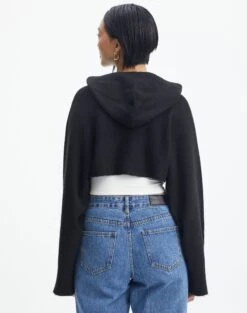 Hooded Cropped Knit -Swoon Fashion ally hooded crop black back kl90069rpol
