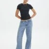 Thin Waistband Straight Leg Jean 2 Thin Waistband Straight Leg Jean -Swoon Fashion amber low rise straight jeans riley vintage wash front jd127424rdnm 1