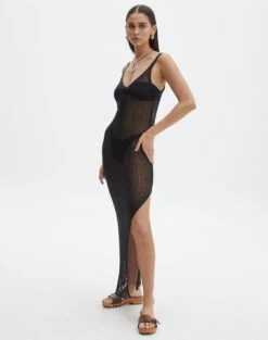 Sheer Metallic Maxi Dress 24 Sheer Metallic Maxi Dress -Swoon Fashion anastasia glam dress black detail kd127891knt