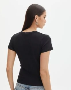 Ribbed Crew Neck Tee -Swoon Fashion angeles rib baby t shirt black back ts119559ocot