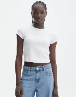 Ribbed Crew Neck Tee -Swoon Fashion angeles rib baby t shirt white detail ts119559ocot