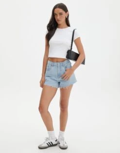 Ribbed Crew Neck Tee -Swoon Fashion angeles rib baby t shirt white full ts119559ocot