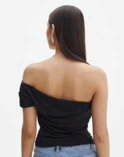 One Shoulder Asymmetric Top -Swoon Fashion arabella assymetric top black back tv131045pln