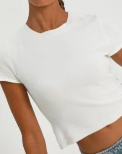 Cropped Cap Sleeve Knit Top -Swoon Fashion aria cap sleeve knit top milk imageback ks106650sf