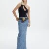 Panelled Denim Maxi Skirt -Swoon Fashion arizona midi skirt anwar blue wash front sl91950dnm 1