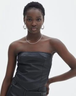 Faux Leather Tie Back Scarf Top