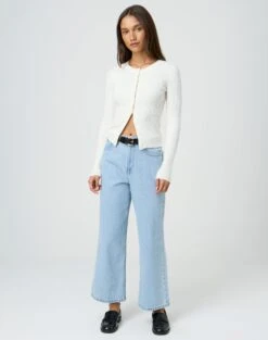 Low Rise Cargo Detail Bootcut Jeans -Swoon Fashion beadie wide leg crop jean iced vovo front jd41279fau 4