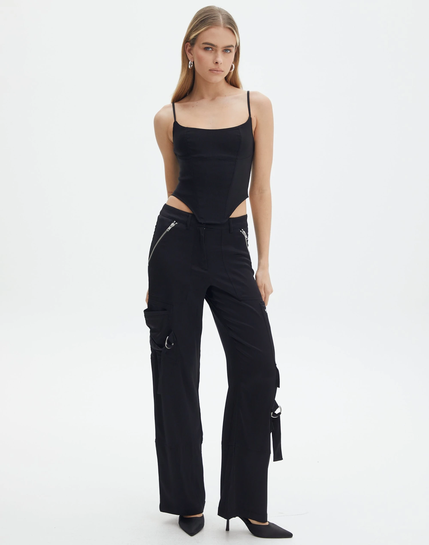 Satin Zip Pocket Cargo Pants 3 Satin Zip Pocket Cargo Pants