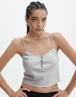 Tailored Strapless Corset Top -Swoon Fashion bill button blouse smoked pearl front bv73044sat 1