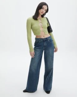 Bubble Stitch Long Sleeve Button Up Top -Swoon Fashion bobby bubble stitch cardi beginners luck full kc106197knt