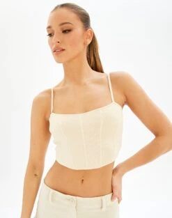 Knit Long Sleeve Cropped Cardigan -Swoon Fashion bonnie knit top rice cake front kv55075knt 2