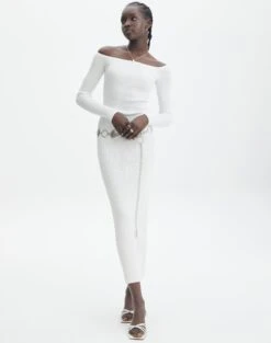 Strapless Pointelle Mini Dress -Swoon Fashion boston bardot knit dress milk front kd109828rib