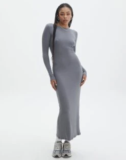 Luxe Lounge Modal Backless Long Sleeve Maxi Dress -Swoon Fashion brynn backless longsleeve maxi dress keep your coal back dl92908mod