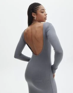 Luxe Lounge Modal Backless Long Sleeve Maxi Dress -Swoon Fashion brynn backless longsleeve maxi dress keep your coal imageback dl92908mod