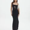 Knit Cut Out Maxi Dress -Swoon Fashion camilla cut out knit dress black front kd90580knt