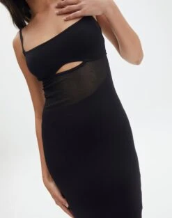 Knit Cut Out Maxi Dress -Swoon Fashion camilla cut out knit dress black imageback kd90580knt