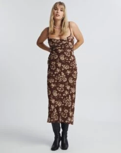 Print Cowl Neck Maxi Dress