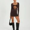 Supersoft Twist Cut Out Long Sleeve Mini Dress -Swoon Fashion cartia ls cut out mini its soy cute front ds85940pln 3