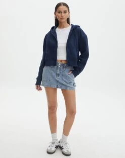 Cropped Zip Through Hoodie -Swoon Fashion casa cropped zip through hoodie naughtical full tc127015cot