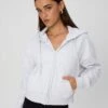 Cropped Zip Through Hoodie -Swoon Fashion casa cropped zip through hoodie snow marle front tc127015cot 5