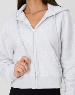 Cropped Zip Through Hoodie -Swoon Fashion casa cropped zip through hoodie snow marle imageback tc127015cot