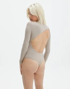 Supersoft Backless Long Sleeve Bodysuit -Swoon Fashion cassidy cut out bodysuit dusty mink back tb118064pch