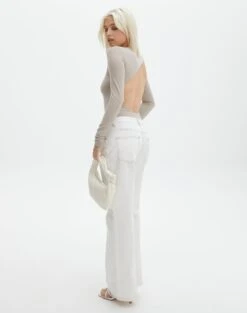 Supersoft Backless Long Sleeve Bodysuit -Swoon Fashion cassidy cut out bodysuit dusty mink full tb118064pch