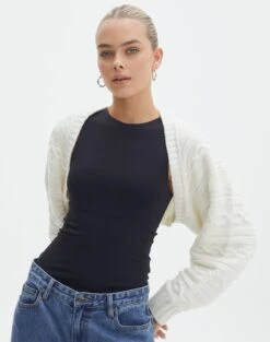 Oversized Cable Knit Long Sleeve Shrug