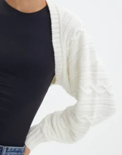 Oversized Cable Knit Long Sleeve Shrug -Swoon Fashion cinny scroll cable knit shrug milk imageback kc113915cab