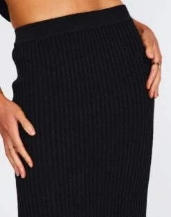Ribbed Knit Maxi Skirt -Swoon Fashion co astor textured knit midi skirt black imageback sl109352knt