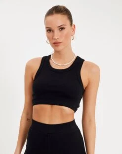 Long Sleeve Mesh Top -Swoon Fashion co bhaddie rib tank black front tv54957rib 5