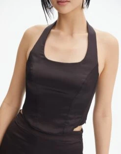 Halter Neck Satin Corset -Swoon Fashion co blume halter corset its soy cute imageback bv109927sat