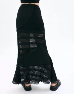 Textured Asymmetrical Panel Maxi Skirt -Swoon Fashion co cally asymmetrical panel skirt black back sl74526tex