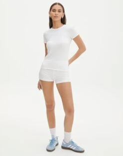 Cotton Mini Shorts 27 Cotton Mini Shorts -Swoon Fashion co cancun short white front sw93943cot 1