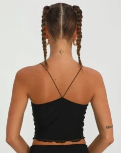 Mesh Cross Back Lettuce Trim Cami -Swoon Fashion co cecelia mesh cross tank black back tv92995msh