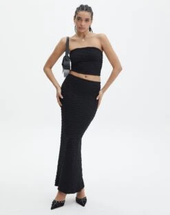 Textured Slim-fit Maxi Skirt