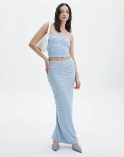 Strapless Textured Bandeau -Swoon Fashion co ceejay textured maxi skirt blue melody front sl105516tex 1