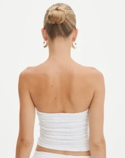 Strapless Textured Bandeau -Swoon Fashion co ceejay textured top white back tv121132tex