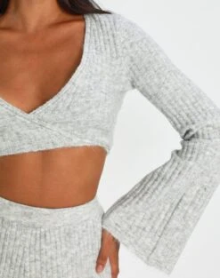 Wrap Tie Long Sleeve Knit Top -Swoon Fashion co cici tie front knit pale grey marle imageback kc95390rrec