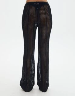 Sheer Crochet Pants -Swoon Fashion co coral crochet pant black back pw118725cro