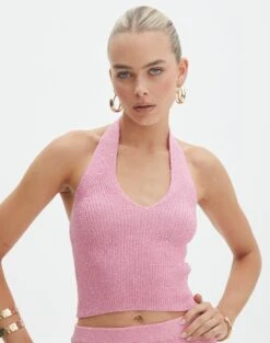 Shimmer Knit Mini Skirt -Swoon Fashion co fabulosa sparklie halter gimme guava front kv143347met 1