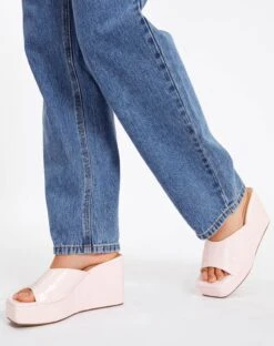Croc Faux Leather Wedge -Swoon Fashion co frankie croc wedge baby pink front sh55277croc