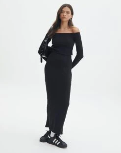 Swoon Fashion -Swoon Fashion co gigi off shoulder top black full tl127028rib