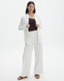 Linen Blend Tailored Pant -Swoon Fashion co gloria textured pants bad to the bone front pw127549tex 1