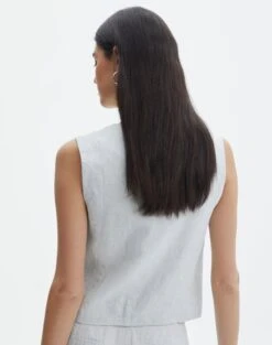 Linen Tailored Vest -Swoon Fashion co harley linen vest icecapmilk back bv128737tcd