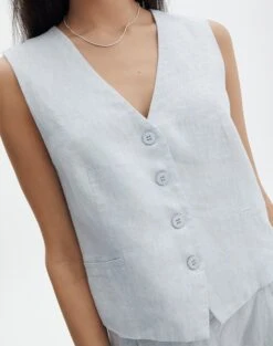 Linen Tailored Vest -Swoon Fashion co harley linen vest icecapmilk imageback bv128737tcd
