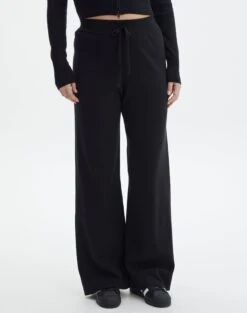 High Rise Wide Leg Knit Pant -Swoon Fashion co harriet wide leg knit pants black full pw53795knt