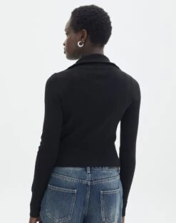 Long Sleeve Zip Through Knit Top -Swoon Fashion co harriet zip thru cardi black back kc90296knt