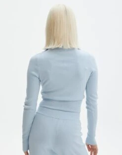 Long Sleeve Zip Through Knit Top -Swoon Fashion co harriet zip thru cardi blue bubble back kc90296knt